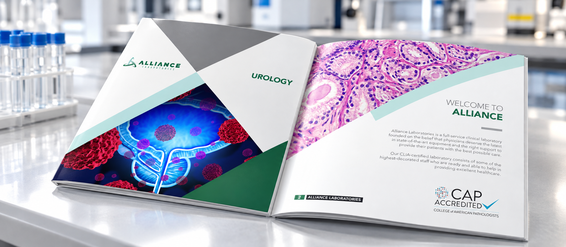 Alliance Laboratories Podiatry specialty brochure open spread